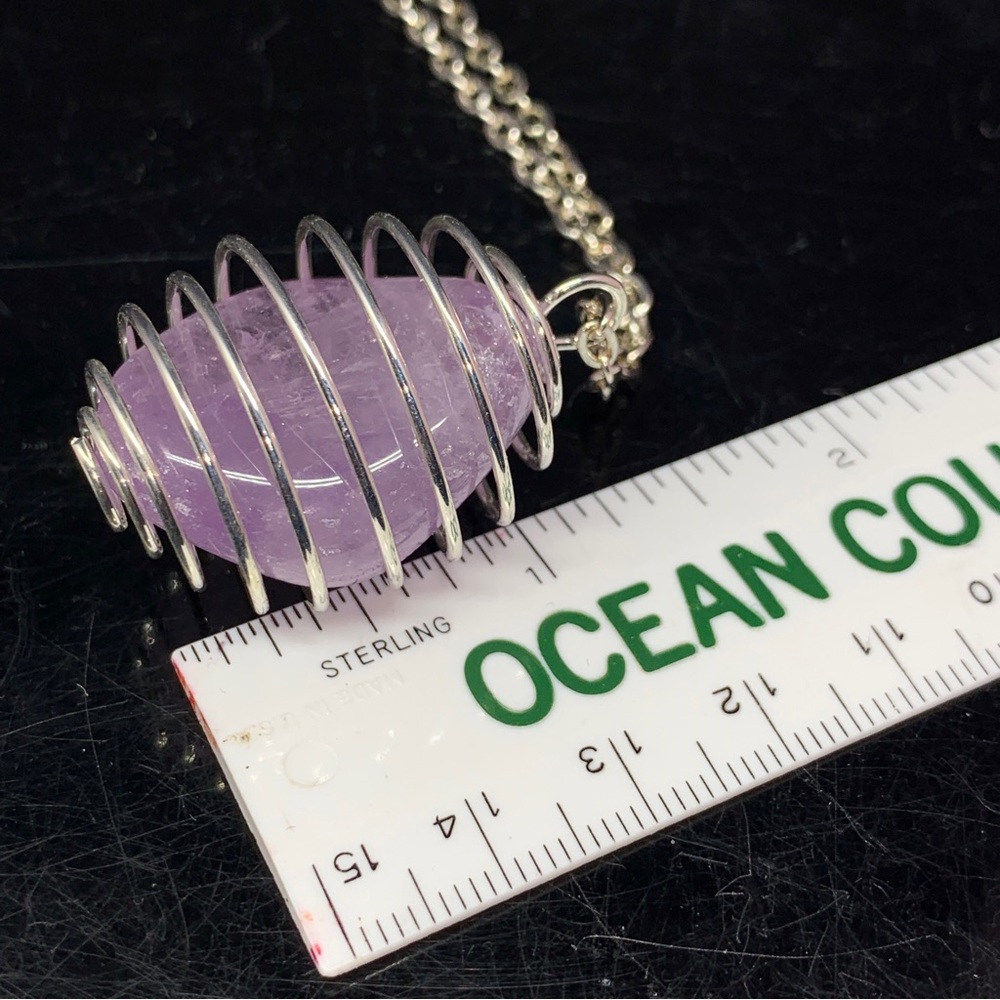 Maraba Amethyst Caged Pendant & Selenite & 20 Inch chain New in Box - Picture 9 of 16